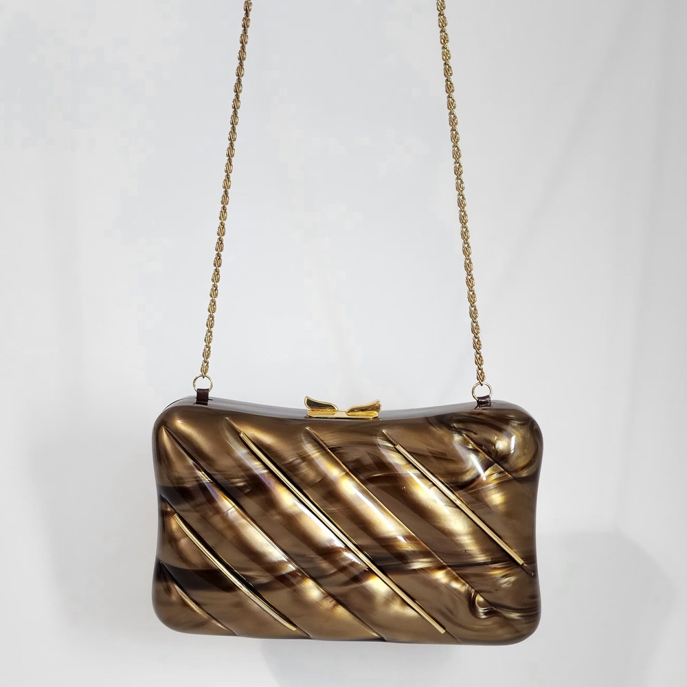 Vintage Micarl Paris Crossbody Evening Clutch Gold Chain  Luxurious Elegant